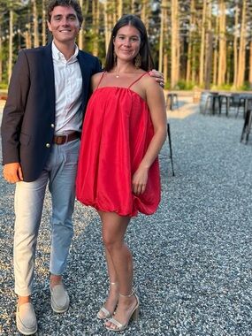 Red Shoulder Tie Dress